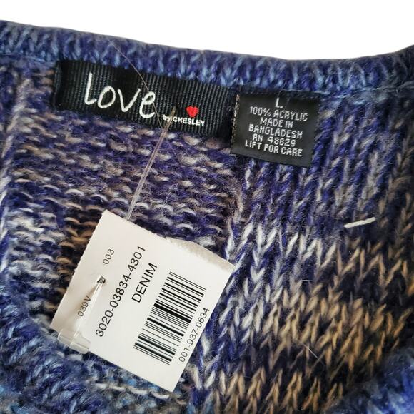 Y2k Sweater Dress/Top Striped Knit Long-Sleeved Blue Deadstock - Size Large - Picture 4 of 6